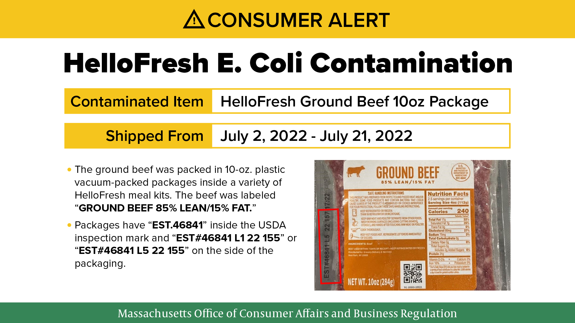 Consumer Alert Hello Fresh E. Coli Warning Mass.gov